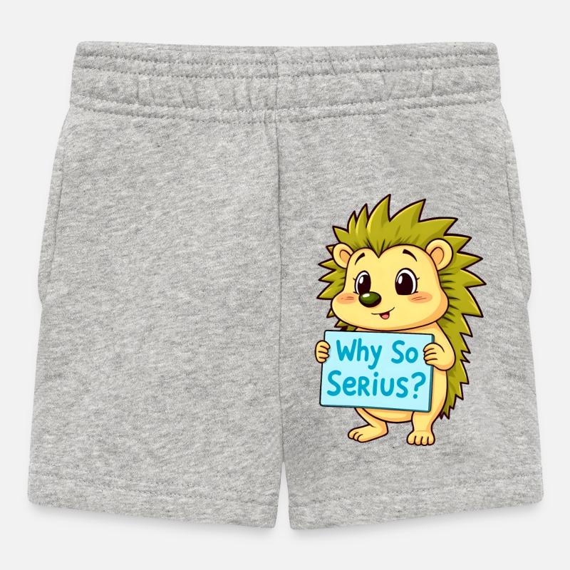 Frecher Igel mit Warum So Ernst Schild - Baby Shorts - Grau meliert