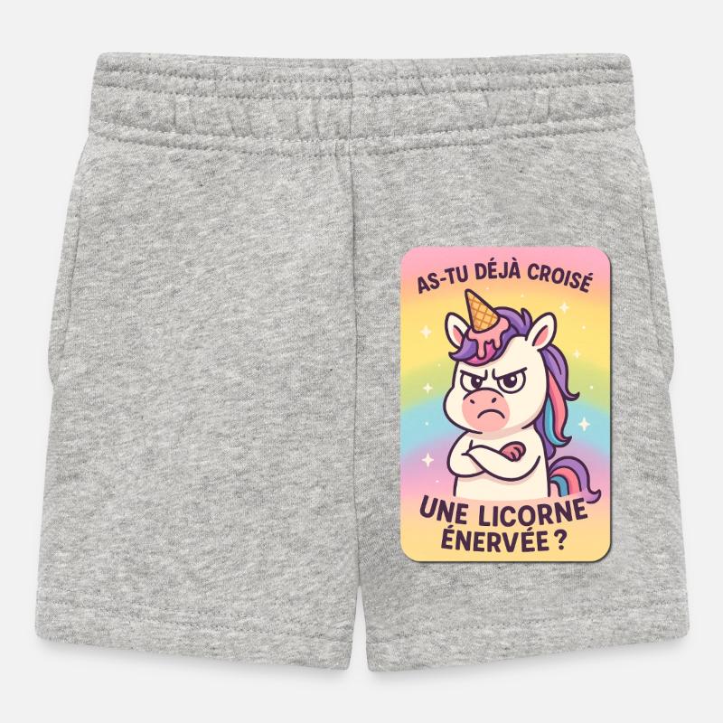 licorne énervée - Short Bébé - gris chiné