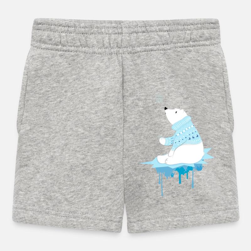 Eisbär mit Schneeflocken - Baby Shorts - Grau meliert
