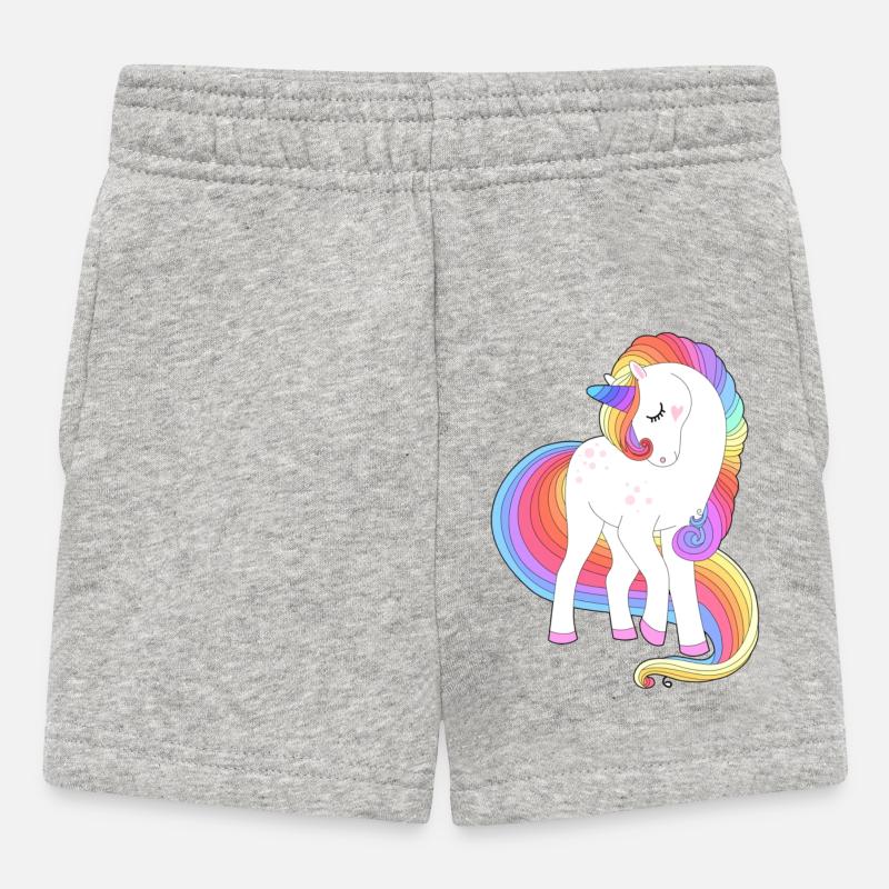 Verzaubertes Regenbogenmähnen-Einhorn - Baby Shorts - Grau meliert