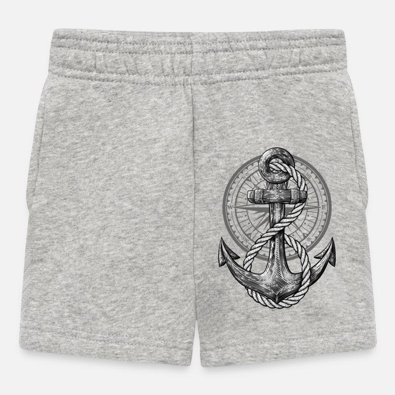 Anchor with compass, maritime design for skipper - Baby Shorts - heather grey