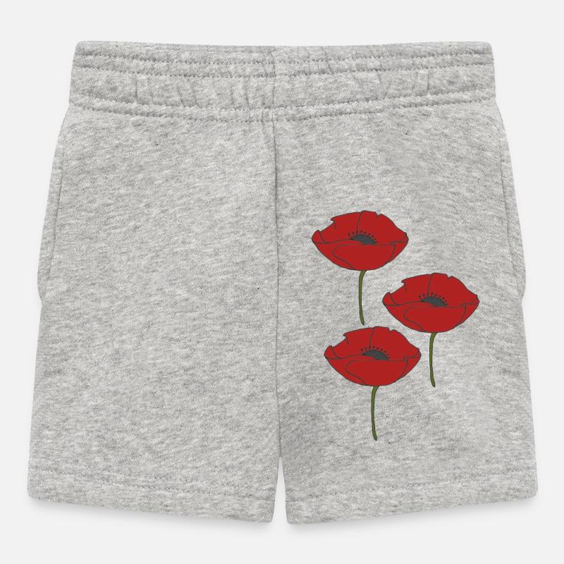 mohnblumen - Baby Shorts - Grau meliert