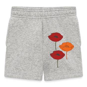 mohnblumen und orange - Baby Shorts - Grau meliert - Vorne