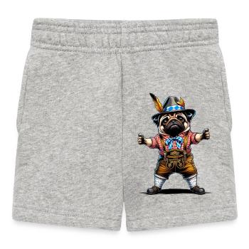 Mops Hund Bayern - Baby Shorts - Grau meliert - Vorne