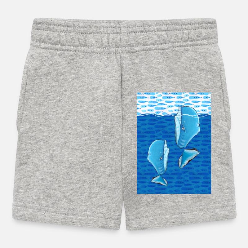 Baleines - Short Bébé - gris chiné