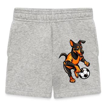 Fußballhund im Flammen-Design - Baby Shorts - Grau meliert - Vorne