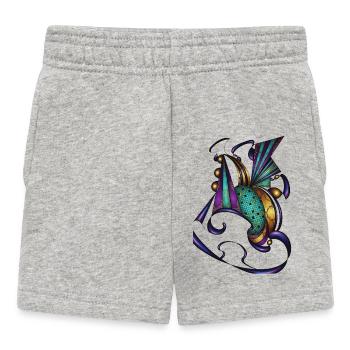 Ornementation turquoise violette - Short Bébé - gris chiné - Devant