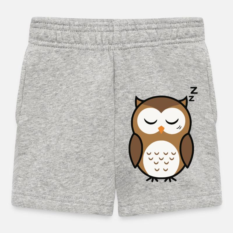 Style minimaliste de chouette endormie mignonne - Short Bébé - gris chiné