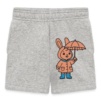 Niedlicher Hase Regenmantel Schirm - Baby Shorts - Grau meliert - Vorne