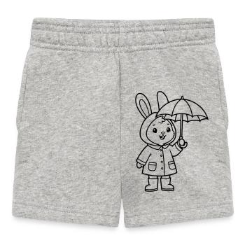 Süßer Hase Regenmantel Schirm Vektor - Baby Shorts - Grau meliert - Vorne