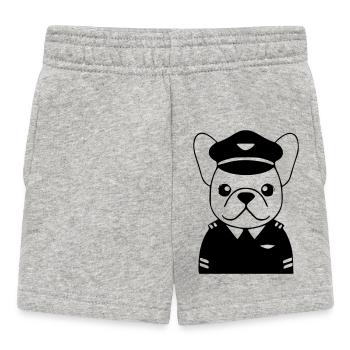 Frenchie Pilot Uniform Schwarz - Baby Shorts - Grau meliert - Vorne