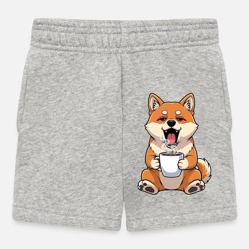 Dessin animé Fox Cartoon Café Amant du Café Bureau - Short Bébé - gris chiné