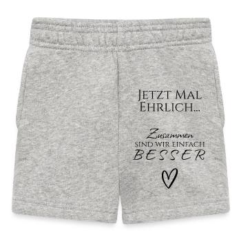 Zusammen sind wir einfach besser - Pärchen / Team  - Baby Shorts - Grau meliert - Vorne