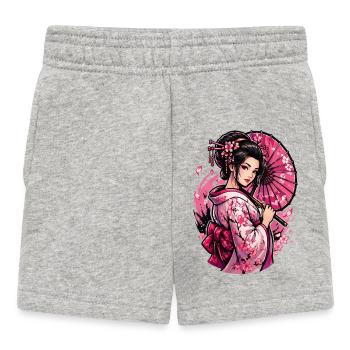 Geisha Kirschblüten Kimono - Baby Shorts - Grau meliert - Vorne