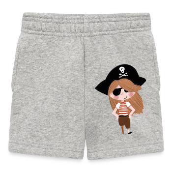 Pirate Girl Cartoon Eye Patch - Baby Shorts - heather grey - Front