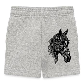 Rassiges Pferde Porträt Tattoo Style - Baby Shorts - Grau meliert - Vorne