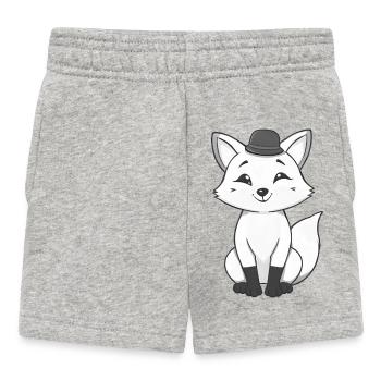 Fuchs mit Hut in schwarz-weiß - Baby Shorts - Grau meliert - Vorne