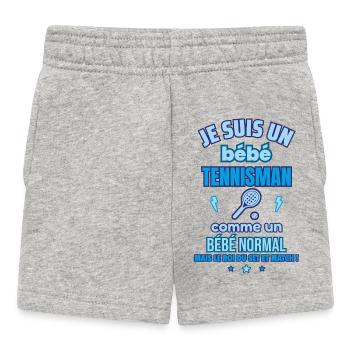 Bébé Tennisman Cadeau de naissance drôle - Short Bébé - gris chiné - Devant