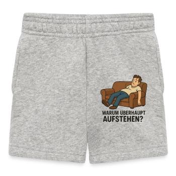 Warum überhaupt aufstehen? - Baby Shorts - Grau meliert - Vorne