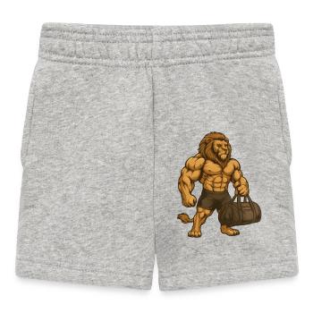 Fitness – Lion - Baby Shorts - heather grey - Front