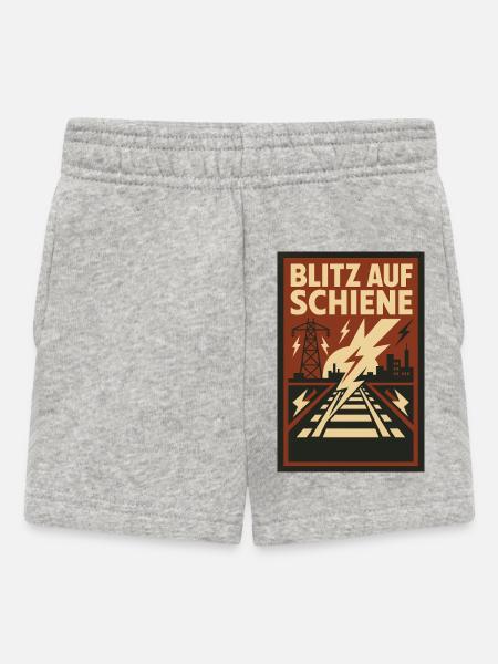 Blitz Schiene Eisenbahn - Baby Shorts - Grau meliert