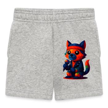 WPAP Polygon Kawaii Style Animals Baby Wolf Singer - Baby Shorts - heather grey - Front