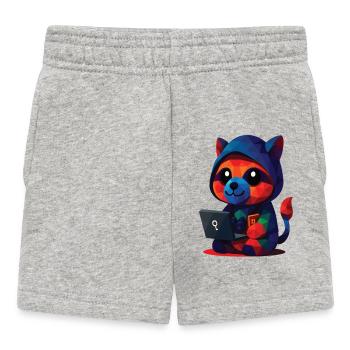 WPAP Polygon Kawaii Stil Tiere Baby Waschbär - Baby Shorts - Grau meliert - Vorne