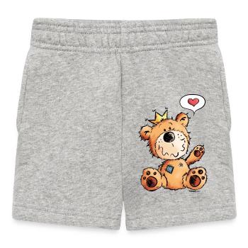 Love Bear - Teddy - Funny - Comic - Cute - Baby Shorts - heather grey - Front