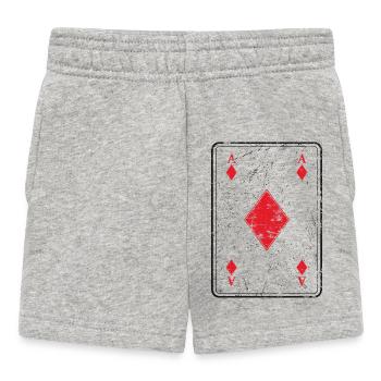 Poker und Skat Spielkarte Karoass im Used Look - Baby Shorts - Grau meliert - Vorne