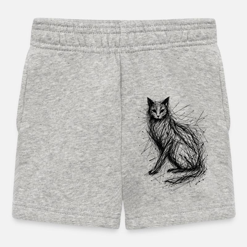 Croquis de chat abstrait - Short Bébé - gris chiné