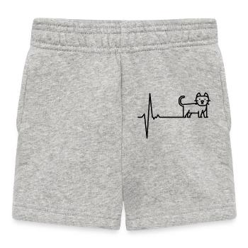 Heartbeat cat - Baby Shorts - heather grey - Front