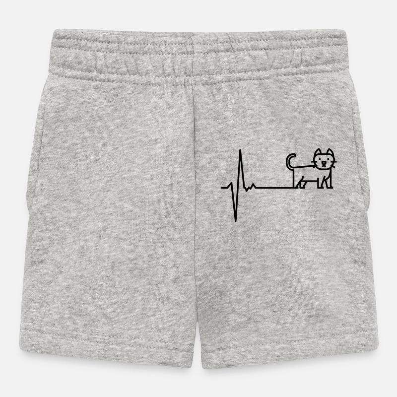 Chat à battement de cœur - Short Bébé - gris chiné