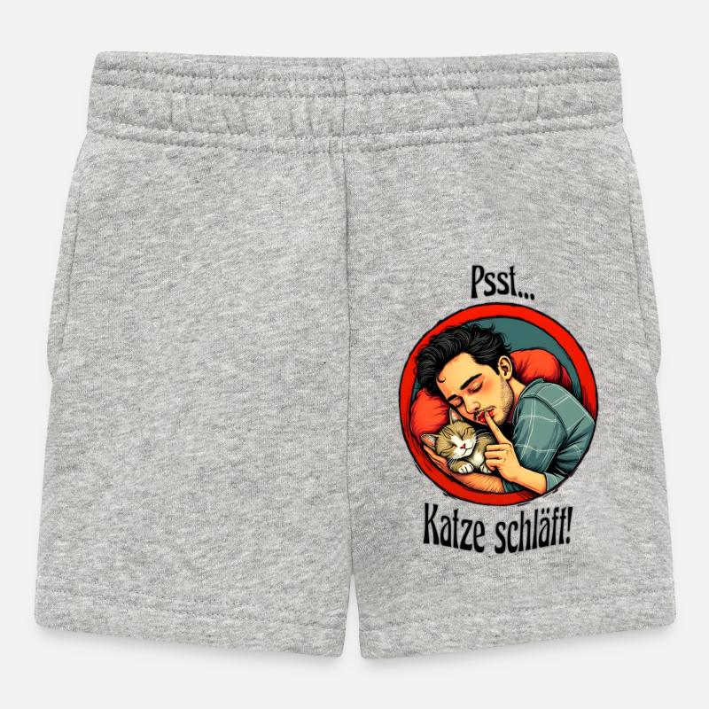 Katze schläft - Baby Shorts - Grau meliert