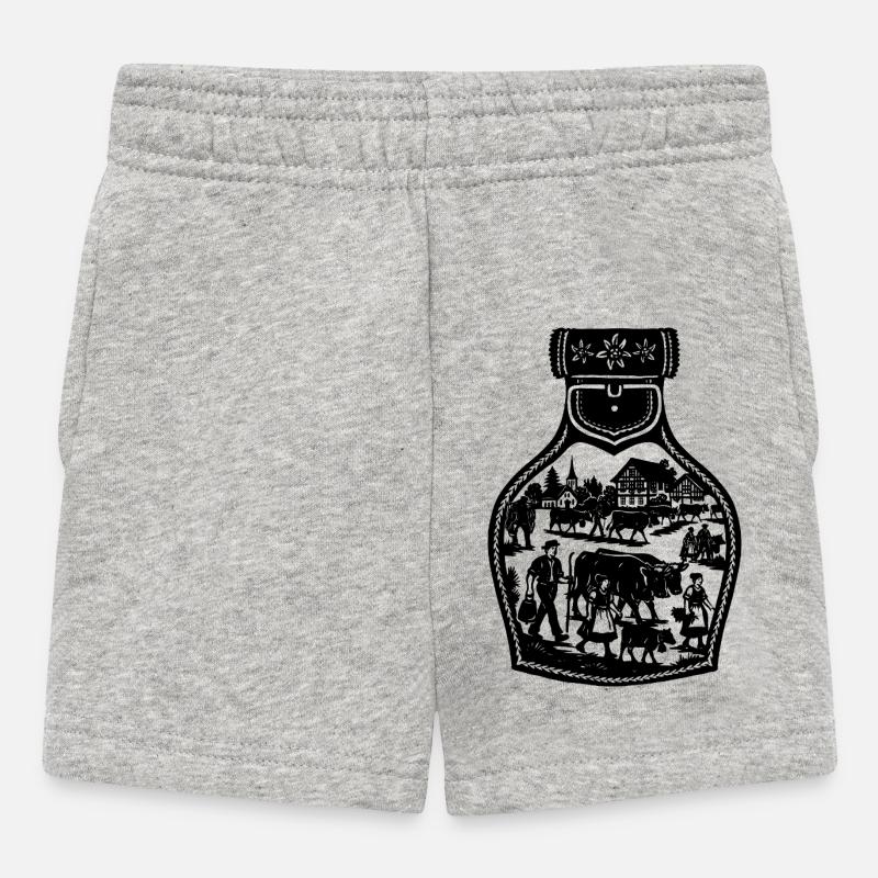 Alpabfahrt_black - Short Bébé - gris chiné
