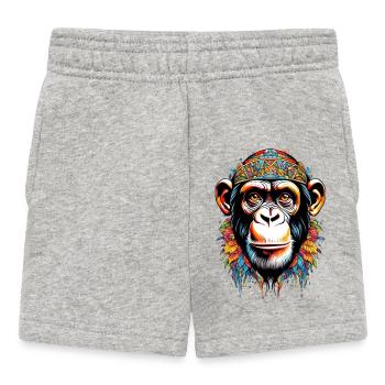 Portrait de singe coloré avec motif tribal - Short Bébé - gris chiné - Devant
