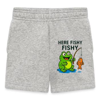 Freundlicher Fisch, Affe und Frosch - Baby Shorts - Grau meliert - Vorne