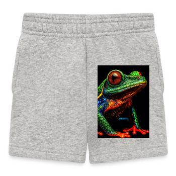 Lebendige Regenbogen-Laubfrosch-Illustration - Baby Shorts - Grau meliert - Vorne
