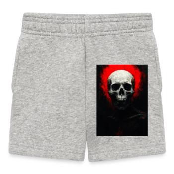 Crâne en braise rouge - Short Bébé - gris chiné - Devant