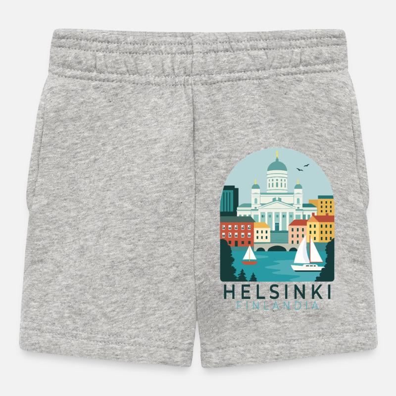 Cathédrale d’Helsinki, Finlande, Skyline, Illustration - Short Bébé - gris chiné