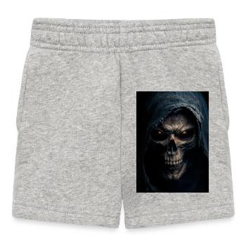 Schädel mit Kapuze Sensenmann - Baby Shorts - Grau meliert - Vorne