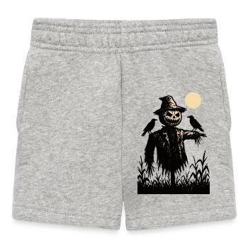 Kürbisschädel Vogelscheuche über dem Mond - Baby Shorts - Grau meliert - Vorne