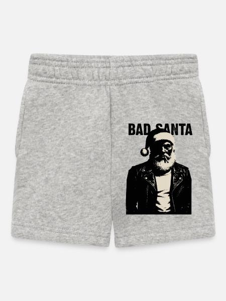 Rebellischer Weihnachtsmann in Lederjacke - Baby Shorts - Grau meliert