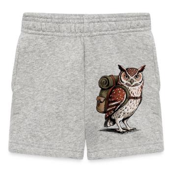 Wald-Eule mit Rucksack - Baby Shorts - Grau meliert - Vorne