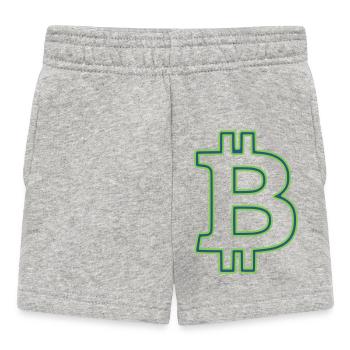 Bitcoin Logo Outline Neon Minimalistisch - Baby Shorts - Grau meliert - Vorne