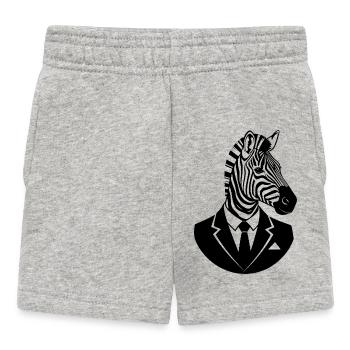 Zebra in a Suit – Elegant Animal Business Design - Baby Shorts - heather grey - Front