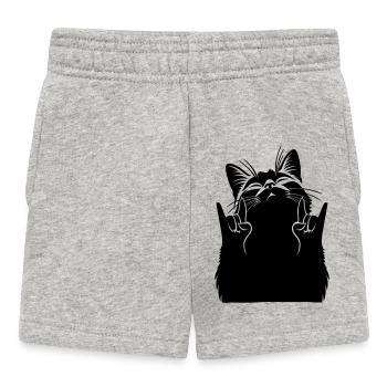 Chat Métallique – Silhouette du signe de main de la pierre - Short Bébé - gris chiné - Devant