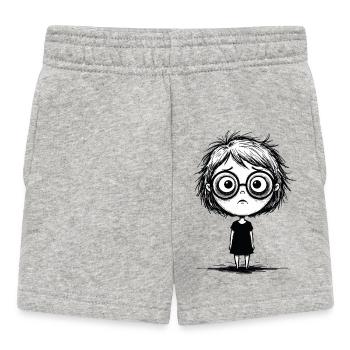 Sticker Enfant Regard Vide Burnout Noir et Blanc - Short Bébé - gris chiné - Devant