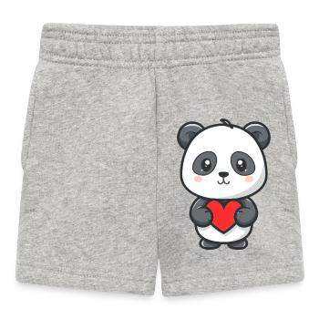 Bébé panda mignon avec cœur - Short Bébé - gris chiné - Devant