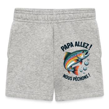 Papa allez! Nous pêchons ! Truite sautante - Short Bébé - gris chiné - Devant