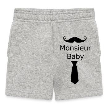 Monsieur Baby avec cravate - Short Bébé - gris chiné - Devant